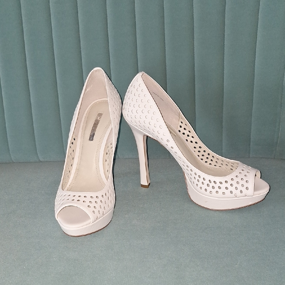 BCBGeneration White Peep-Toe Heels